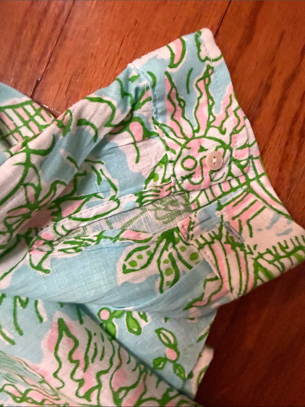 Lilly Pulitzer Blue Green Pink Tropical Print Button-Up Blouse - Picture 5 of 9